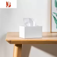 三维工匠桌面纸巾盒抽纸盒收纳盒客厅轻奢简约现代餐厅纸盒 净白