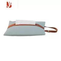 三维工匠皮革车载纸巾套悬挂式 简约家用纸巾袋 客厅厕所抽纸袋纸巾盒ins 挂绳款[初夏蓝]