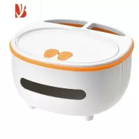 三维工匠桌面纸巾盒抽纸盒家用客厅轻奢创意多遥控器收纳盒餐巾纸盒子 优雅白桔边[多功能/分格收纳]