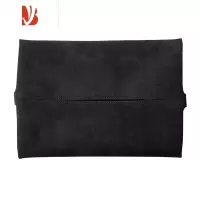 三维工匠翻毛皮车载纸巾盒汽车创意椅背餐巾纸巾包车内扶手箱多纸抽盒 暗夜黑