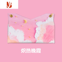 三维工匠油画纸巾盒家用客厅车载抽纸盒轻奢风纸抽盒高级感皮创意餐巾 炽热晚霞--皮质抽纸盒