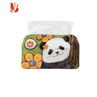 三维工匠国宝熊猫花花酱hb卡通可爱纸巾盒布艺家用抽纸盒桌面纸巾收纳袋 C(小号16.5x11cm)