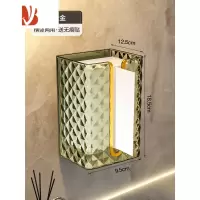 三维工匠纸巾盒壁挂式洗脸巾收纳盒卫生间厕所厨房倒挂抽纸盒免打孔轻奢风 波纹纸巾盒[墨绿金]