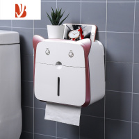 三维工匠卫生间纸巾盒防水免打孔厕所浴室抽纸盒洗手间厕纸盒置物架卫生纸 升级加厚款粉色 兔形