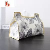 三维工匠文艺纸巾盒家用抽纸盒客厅摆设装饰车用纸巾套皮革创意纸抽盒 棕榈叶[普通材料]