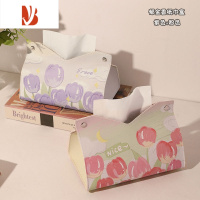 三维工匠郁金香高颜值纸巾盒客厅抽纸盒家用创意餐桌纸抽盒车载餐巾盒ins 粉色+紫色