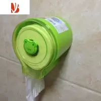 三维工匠透明洗漱防水纸巾盒纸盒厕所卫生间置物架卡通塑料免打孔卷纸器架 圆形绿色+螺丝 送无痕贴 +2块3m