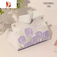 三维工匠郁金香高颜值纸巾盒客厅抽纸盒家用创意餐桌纸抽盒车载餐巾盒ins 紫色郁金香