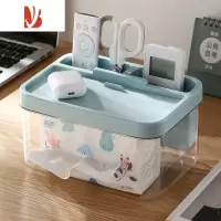 三维工匠抽纸盒家用客厅茶几餐厅创意可爱简约轻奢多遥控器收纳纸巾盒 天空蓝