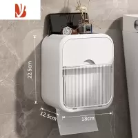 三维工匠卫生间纸巾盒厕纸盒厕所壁挂式防水免打孔洗手间卷纸置物架抽纸盒 素雅白2个[抽纸/卷纸通用][附带卷轴]