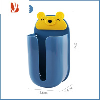 三维工匠壁挂抽纸盒壁挂式家用客厅创意免打孔厨房卧室厕所收纳盒挂壁纸巾 蓝色小熊 1个装