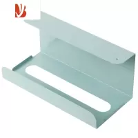 三维工匠厨房纸巾架免打孔铁艺用纸架 家用餐巾纸挂架橱柜门抽纸盒壁挂式 蓝色一个