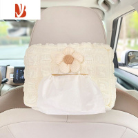 三维工匠车载纸巾盒汽车抽纸盒扶手箱遮阳板座椅挂式可爱简约高级感纸袋女 白色小花纸巾盒