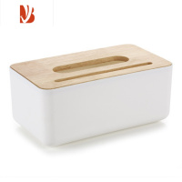 三维工匠家用多纯色餐巾纸盒简色长方形开盖纸巾盒客厅茶几简约抽纸盒 [木盖]白色[有手机卡槽]