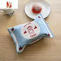 三维工匠ins抽纸盒韩式卡通樱桃熊纸巾盒纸巾套创意抽纸套椅背挂式纸巾袋 居家款-樱桃蓝