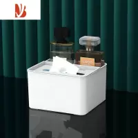 三维工匠抽纸盒桌面纸巾盒家用客厅创意北欧 ins风遥控器收纳现代简约轻奢 白色小号