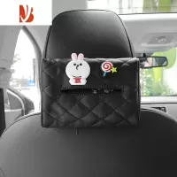 三维工匠车载纸巾盒创意汽车抽纸盒网红车内卡通车用挂式遮阳板扶手箱可爱 可乐兔-黑色[送纸巾一包]
