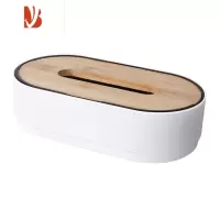 三维工匠桌面方形纸巾盒家用客厅抽纸盒北欧简约纸巾收纳盒可升降餐巾纸盒 白色椭圆