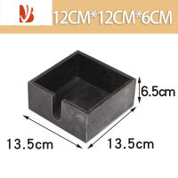 三维工匠实木餐厅方巾纸盒酒店正方形餐巾纸抽纸盒定logo 工业复古内尺寸12*12