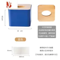 三维工匠商用饭店酒店餐馆餐厅抽纸盒纸巾盒餐巾纸盒正方形木印刷LOGO广告 竹木小方形:宝蓝LOGO