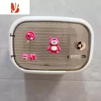 三维工匠卡通卫生间纸巾盒透明免打孔置物架防水厕所卷纸浴室抽纸卫生纸盒 单层透白莓莓熊纸巾盒