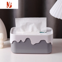 三维工匠桌面卡通创意纸巾盒可爱少女心茶几餐巾纸收纳盒客厅多抽纸盒 简约灰[1个装]