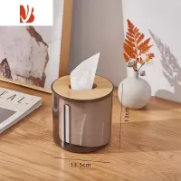 三维工匠纸巾抽纸盒客厅茶几桌面卷筒纸盒餐桌餐巾收纳无芯圈纸圆筒卷纸筒 圆形 - 双抽口