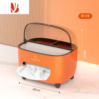 三维工匠纸巾盒客厅轻奢镀金抽纸盒多创意茶几遥控器收纳置物盒子 霞光橙升级款[带盖防尘]