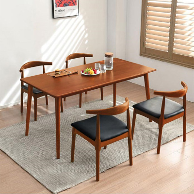 是尚 餐桌家用小户型简约现代实木餐桌椅组合北欧轻奢长方形饭桌子