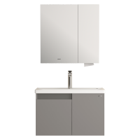 九牧JOMOO现代杏咖色简约实木浴室柜组合家用洗漱台卫生间洗手池陶瓷一体盆JAG235(不含安装)