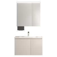 九牧JOMOO现代奶油风简约实木浴室柜组合家用洗漱台卫生间洗手池陶瓷一体盆JAG024(不含安装)