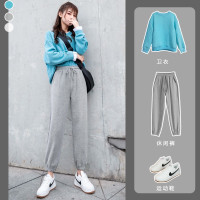 权小威 休闲裤女运动裤女2022春秋宽松束脚裤显瘦百搭休闲哈伦裤子卫裤