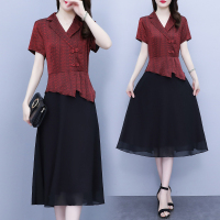 权小威 大码改良旗袍连衣裙2022新款女夏气质洋气名媛显瘦遮肉中长裙