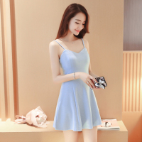 权小威 春夏新款小清新公主裙修身显瘦无袖连衣裙夜性感吊带A字裙短裙