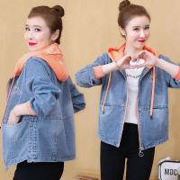 权小威 早秋款女生连帽牛仔外套女春秋带学生穿的时尚休闲女短款2022年新款韩版宽松夹克上衣