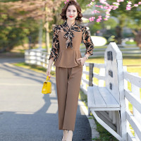 权小威 春秋季中年妇女妈妈装加肥加大套装秋装中老年人穿春装40岁洋气七分袖上衣中老年女夏装2022新款时尚两