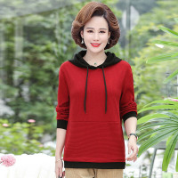 权小威 早秋款中年妇女春秋款连帽卫衣外套女士长袖上衣新款春秋卫衣外套短款洋气运动装连帽上衣