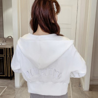 权小威 早秋款女生卫衣女带帽春秋短款学生帽衫长袖上衣2022年新款开衫连帽女潮小个子外套