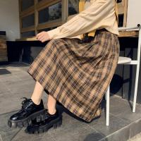 权小威 春秋款初中女生半身裙中长款秋季学生高中生穿 古着配色女秋冬长裙复古格子裙字裙