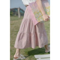 权小威 春秋款初中女生半身裙中长款秋季学生高中生穿莫兰迪色2022夏新款森系休闲时尚百搭显高显瘦中长裙文艺 粉色 均码