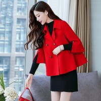 权小威 毛呢大衣女2022年春装新款春季韩版休闲宽松气质显瘦女士风衣斗篷呢子大衣女式毛呢外套女