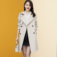权小威 2022春装新款春季春秋时尚韩版女士小个子垂感英伦风休闲修身风衣女中长款过膝外套女
