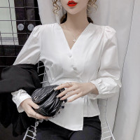 权小威 2022新款时尚潮流早秋季上衣长袖气质雪纺衬衫女士春秋装洋气打底小衫