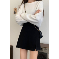 权小威 a字半身裙女春秋季2022新款修身包臀裙裤高腰短裙女秋季开叉裙裤