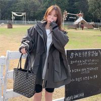 权小威 工装风衣外套女2022秋季新款2022年新款时尚洋气高端气质中长款港风韩版宽松休闲连帽百搭大码冲锋衣