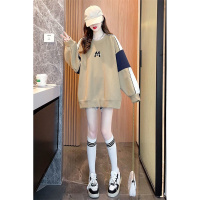 权小威 慵懒风宽松大码卫衣女春秋季薄款200斤胖mm显瘦中长款长袖上衣服