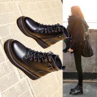 权小威 皮内增高马丁靴女英伦风2022年新款秋季女鞋小个子短靴加绒皮鞋