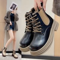 权小威 皮马丁靴女春秋单靴2022新款小短靴洋气短筒短靴百搭女靴子
