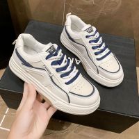 权小威 运动鞋女休闲2022春秋新款皮面透气舒适学院风百搭软底板鞋女