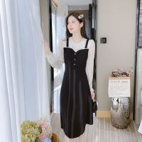 权小威 法式优雅高级感假两件连衣裙女2022秋季新款收腰显瘦气质裙子